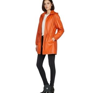 WILSONS LEATHER Orange Jacket Coat Anorak Parka Insulated Zip Hood Size Medium